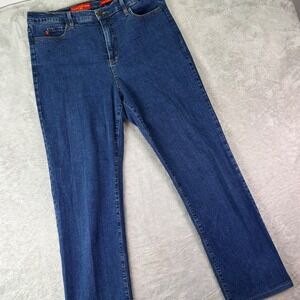 NYDJ Women's Tummy Tuck Straight Leg Jeans Size 16 Blue Stretch Denim USA Made